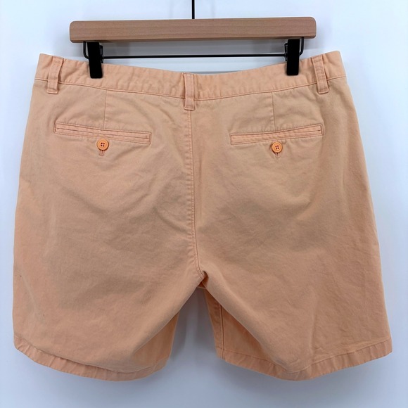 BONOBOS Mens Peach Chino Shorts 7 Inch Inseam Flat Front Casual Size 35‎ - Picture 4 of 10